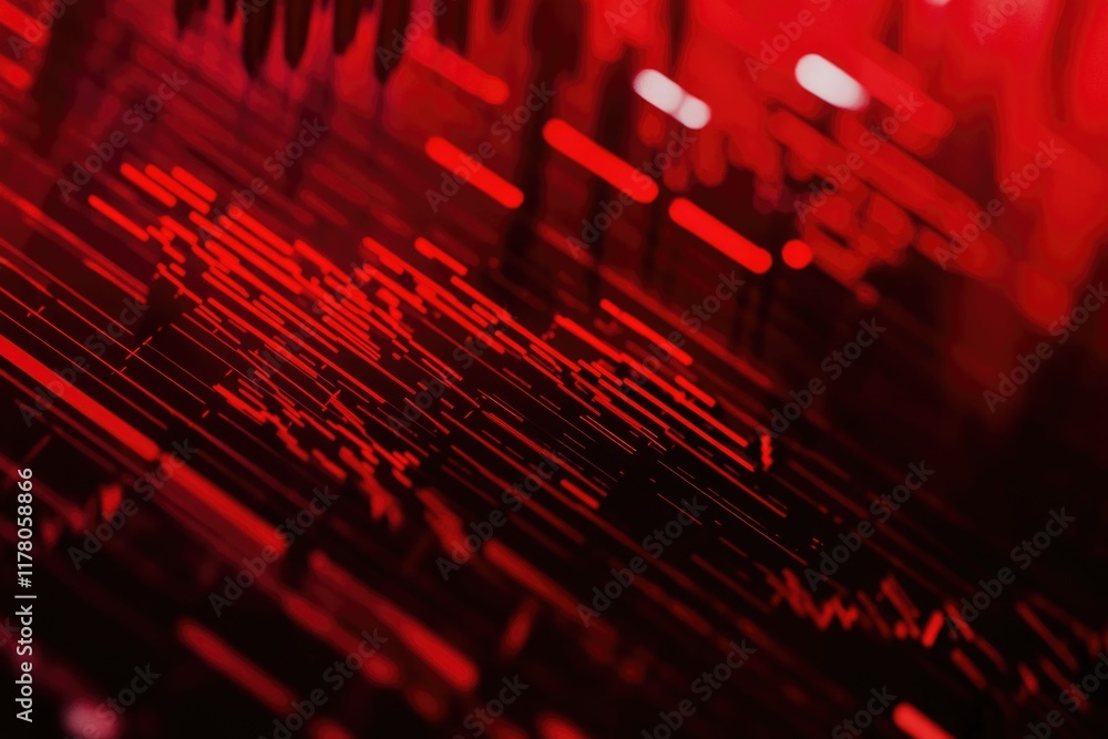 Poster a close-up shot of a computer keyboard with red lights illuminated, suitable for technology and comp