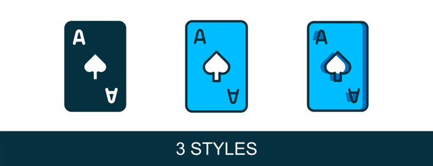 Filled outline Playing card with spades symbol icon isolated on white background. Casino gambling. Vector