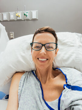 Woman in Hospital Bed after Surgery