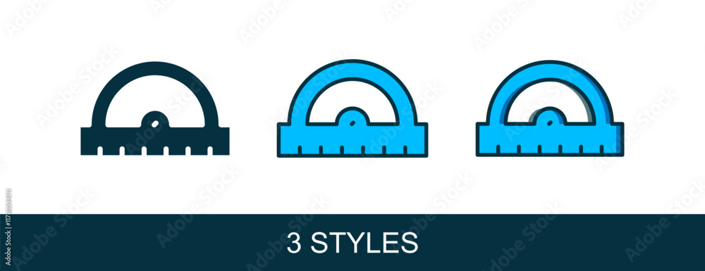 Poster filled outline protractor grid for measuring degrees icon isolated on white background. tilt angle m