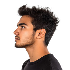 Fototapeta premium Young man with stylish hair in profile view