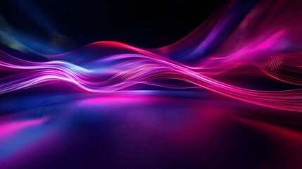 Neon colored flowing lines in an abstract futuristic