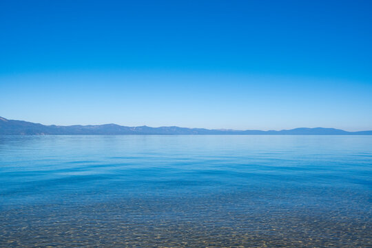 The clear blue waters of Lake Tahoe