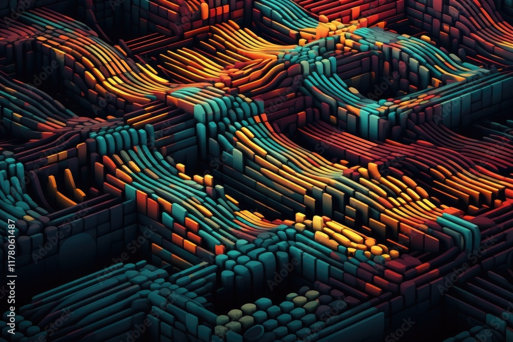 Poster an intricate abstract pattern resembling the vibrant interior of a sup, showcasing dynamic lines and