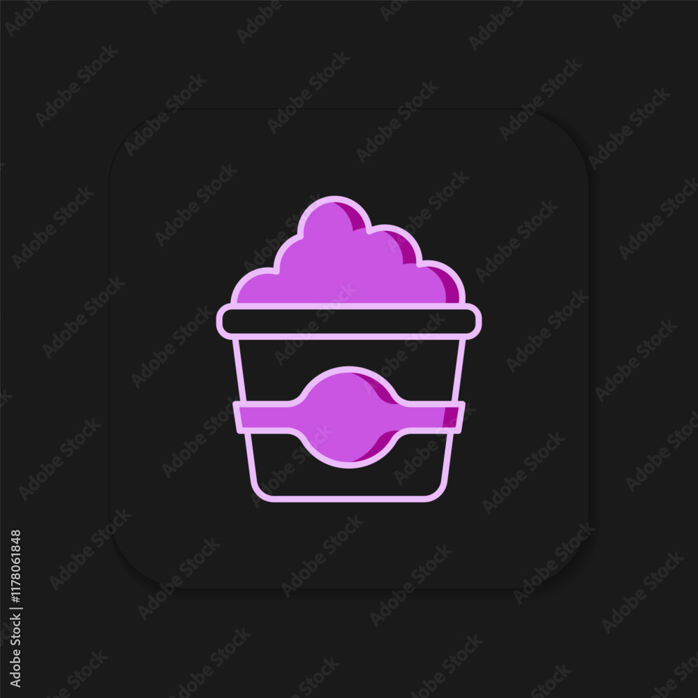 Poster filled outline popcorn in cardboard box icon isolated on black background. popcorn bucket box. flat 