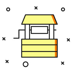 Filled outline Well icon isolated on white background. Flat filled outline style with shadow. Vector