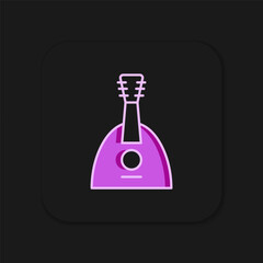 Filled outline Musical instrument balalaika icon isolated on black background. Flat filled outline style with shadow. Vector