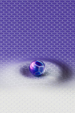 Spherical design with purple hexagonal pattern