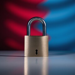 Fototapeta premium A stylized image featuring a lock against a red and blue gradient representing safety and shielding