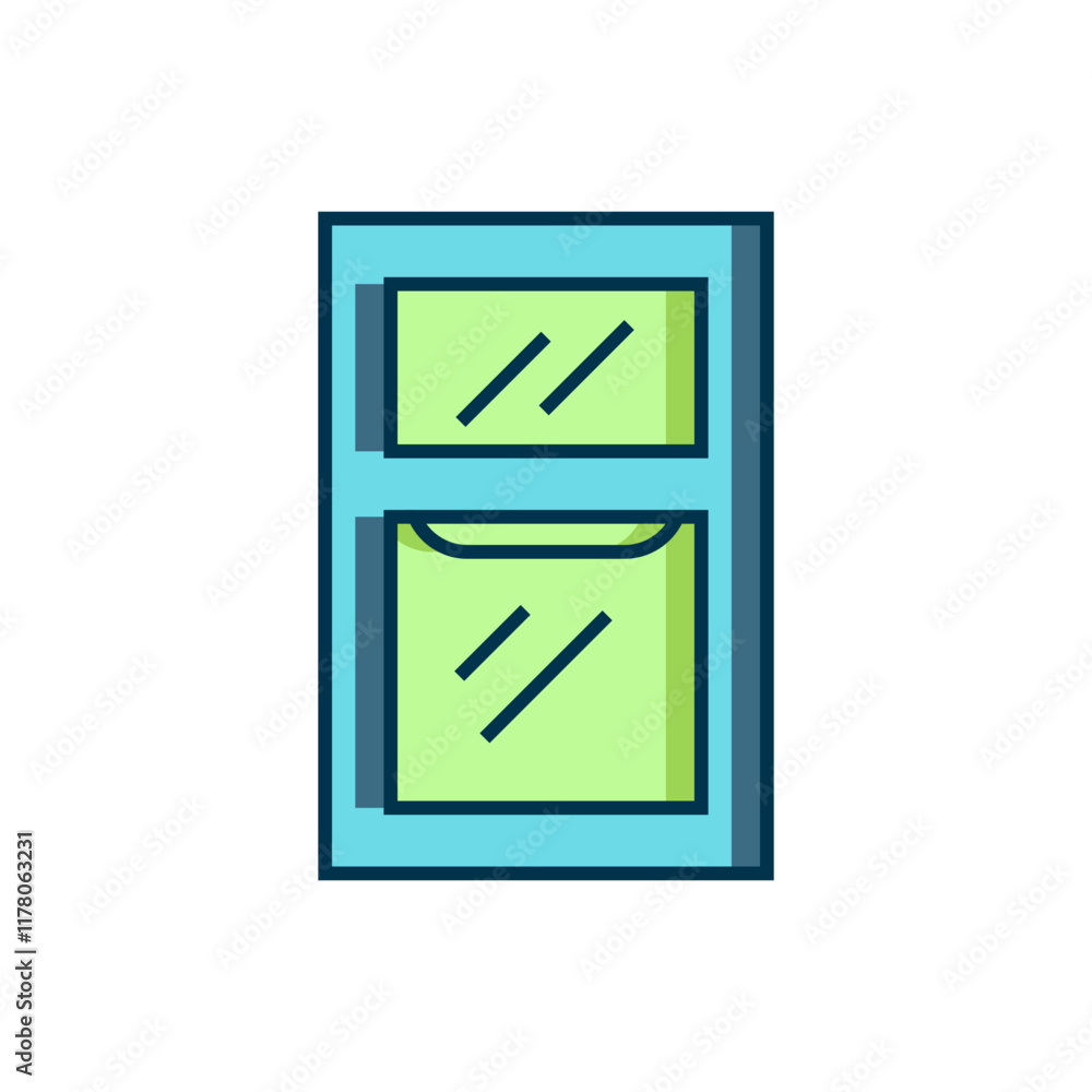 Poster filled outline window in room icon isolated on white background. flat filled outline style with shad