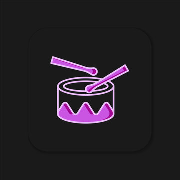recommend clip art: Filled outline Drum with drum sticks icon isolated on black background. Music sign. Musical instrument symbol. Flat filled outline style with shadow. Vector