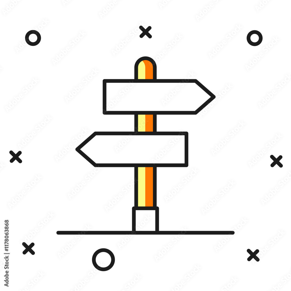 Poster filled outline road traffic sign. signpost icon isolated on white background. pointer symbol. isolat