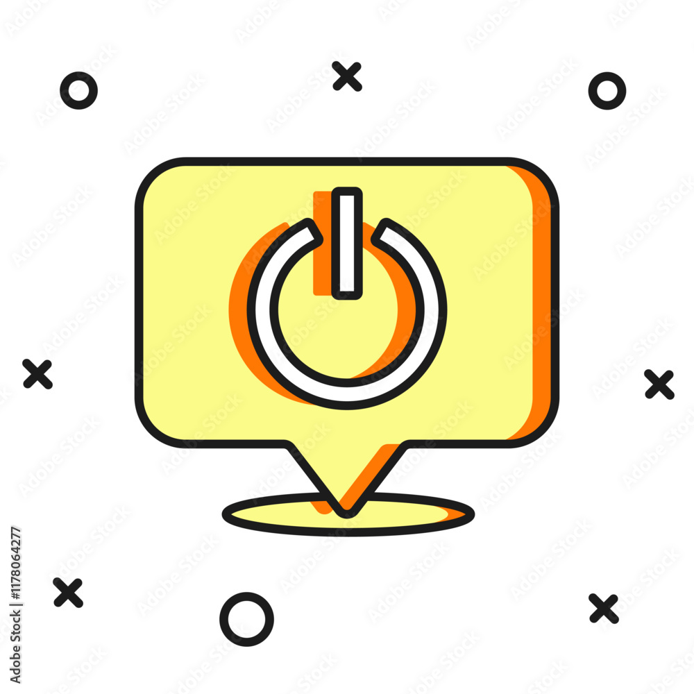 Poster filled outline power button icon isolated on white background. start sign. flat filled outline style