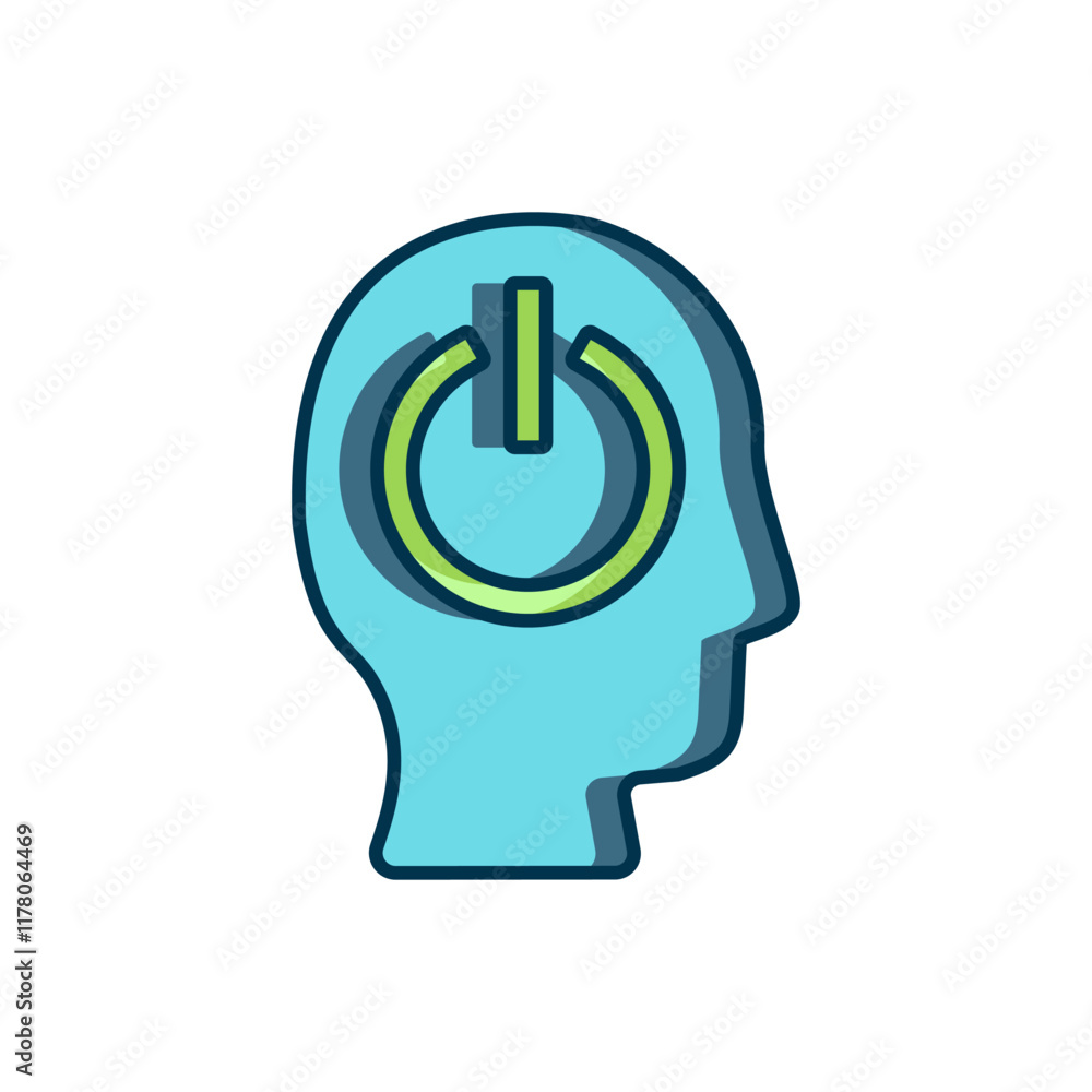Poster filled outline power button icon isolated on white background. start sign. flat filled outline style
