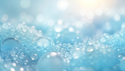 Closeup view of transparent hyaluronic acid gel texture. Many small, large clear bubbles, droplets visible. Light soft, diffused. Skincare product, serum, moisturizer, cream. High quality image