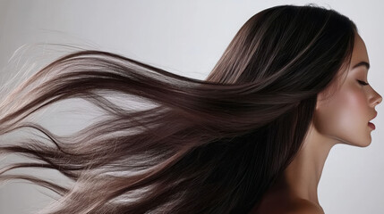 Fototapeta premium Elegant hair flow in studio shot for shampoo advertisement
