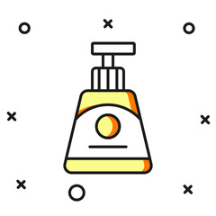 Filled outline Cream or lotion cosmetic tube icon isolated on white background. Body care products for woman. Flat filled outline style with shadow. Vector