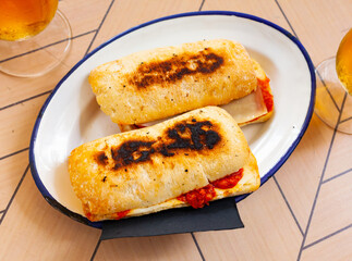 cuisine spanish hot sandwich with chorizo for breakfast