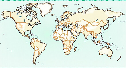 Obraz premium map of the world in a mosaic of bubbles, map, world, earth, asia, america, globe, vector, europe, world map, illustration, continent, global, australia, travel, planet, geography, countries, atlas, bu