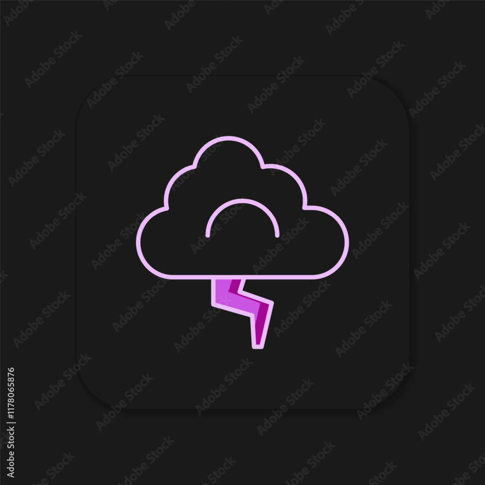 Poster filled outline storm icon isolated on black background. cloud and lightning sign. weather icon of st