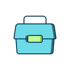 Filled outline Case or box container for wobbler and gear fishing equipment icon isolated on white background. Fishing tackle. Flat filled outline style with shadow. Vector