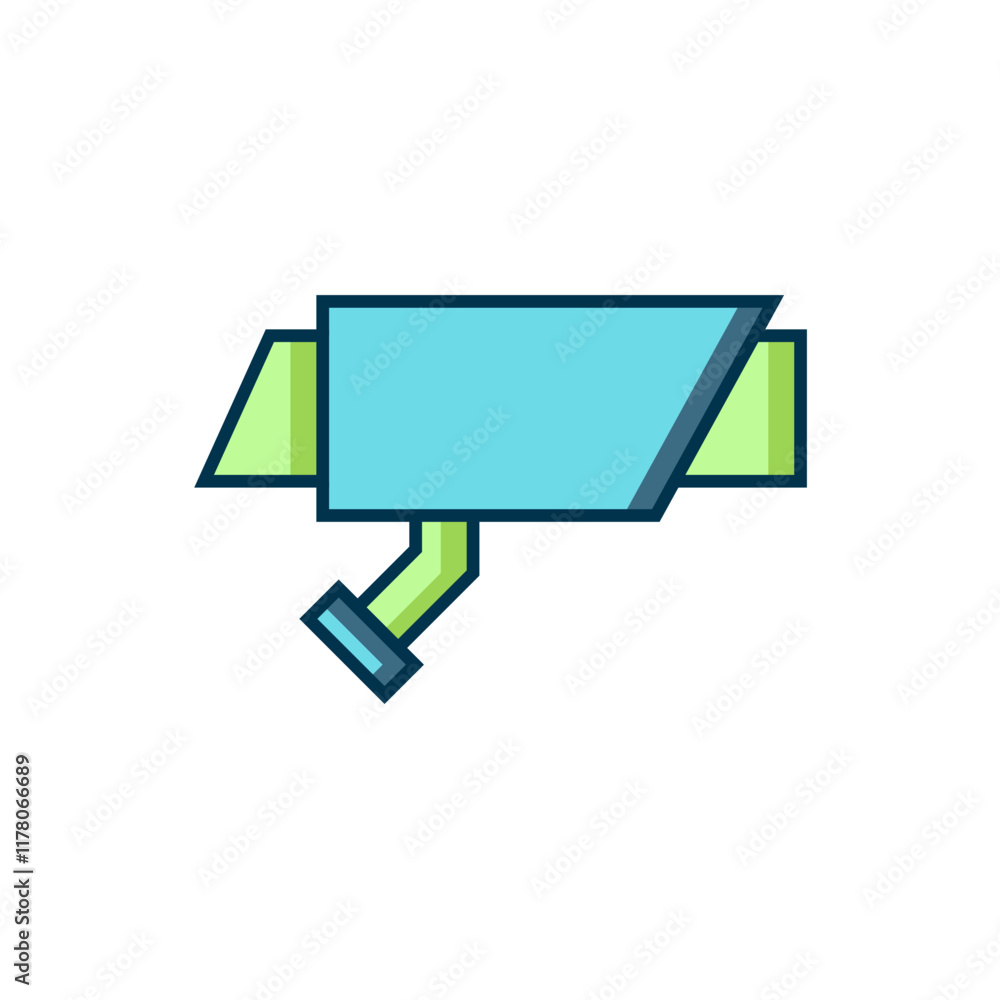Poster filled outline security camera icon isolated on white background. flat filled outline style with sha