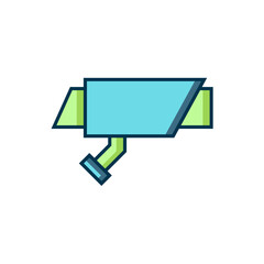 Filled outline Security camera icon isolated on white background. Flat filled outline style with shadow. Vector