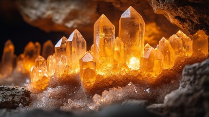 Luminous Citrine Crystals Glow In Dark Cave