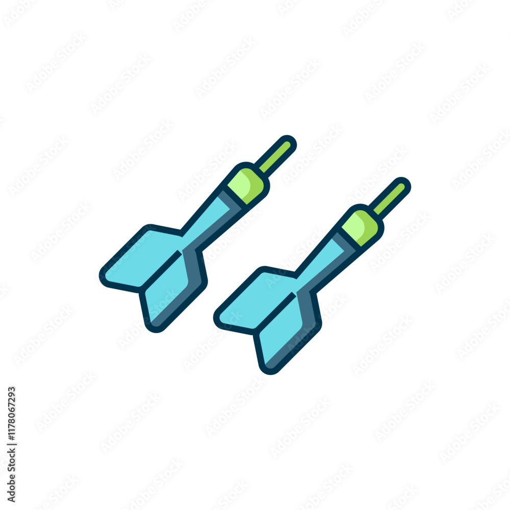 Poster filled outline dart arrow icon isolated on white background. flat filled outline style with shadow. 