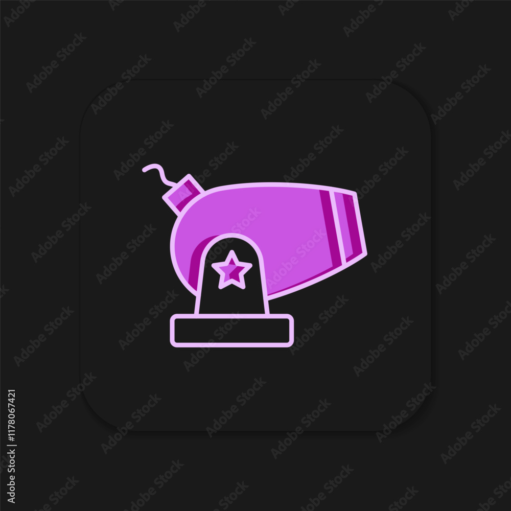 Poster filled outline cannon icon isolated on black background. flat filled outline style with shadow. vect