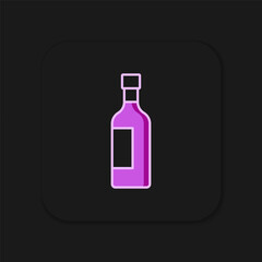 Filled outline Bottle of wine icon isolated on black background. Flat filled outline style with shadow. Vector