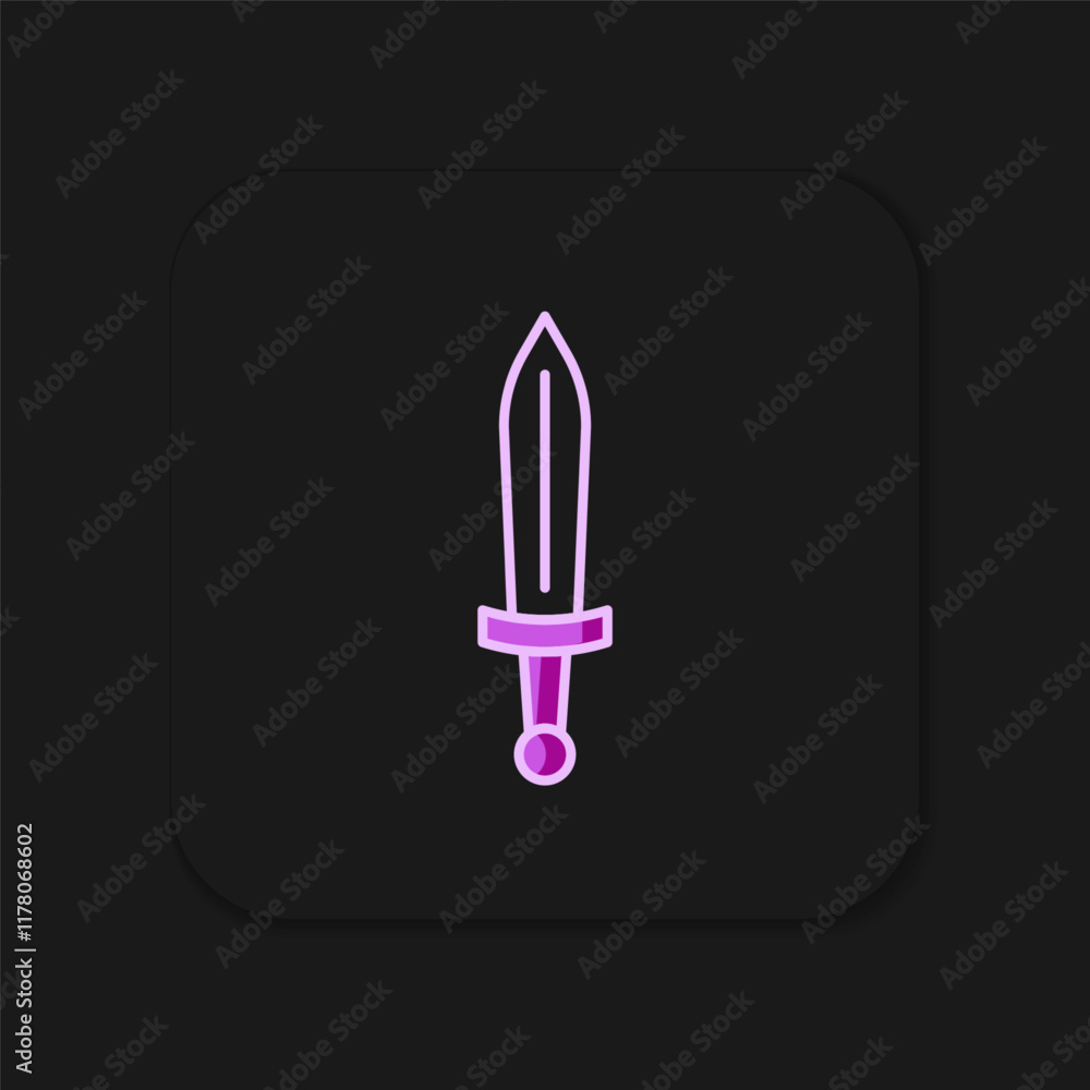 Poster filled outline medieval sword icon isolated on black background. medieval weapon. flat filled outlin