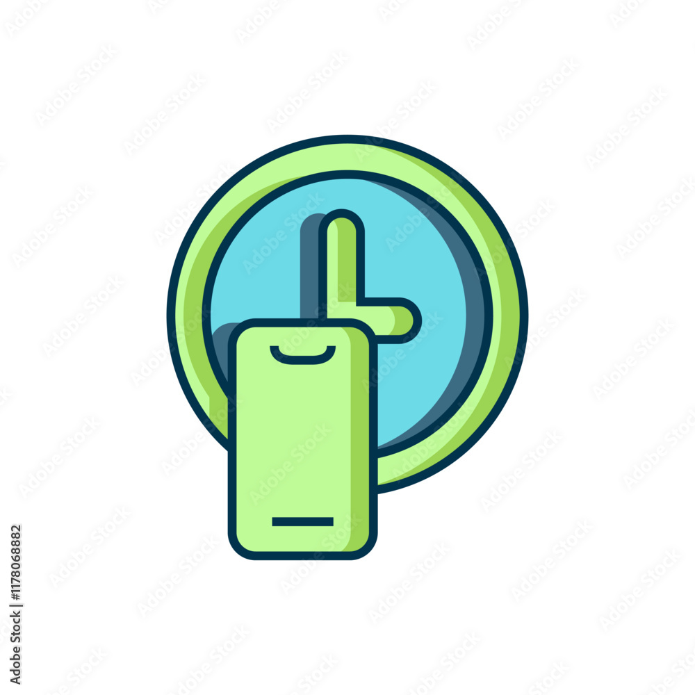 Poster filled outline round the clock delivery icon isolated on white background. flat filled outline style