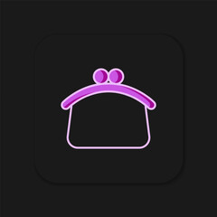 Filled outline Wallet icon isolated on black background. Purse icon. Cash savings symbol. Flat filled outline style with shadow. Vector