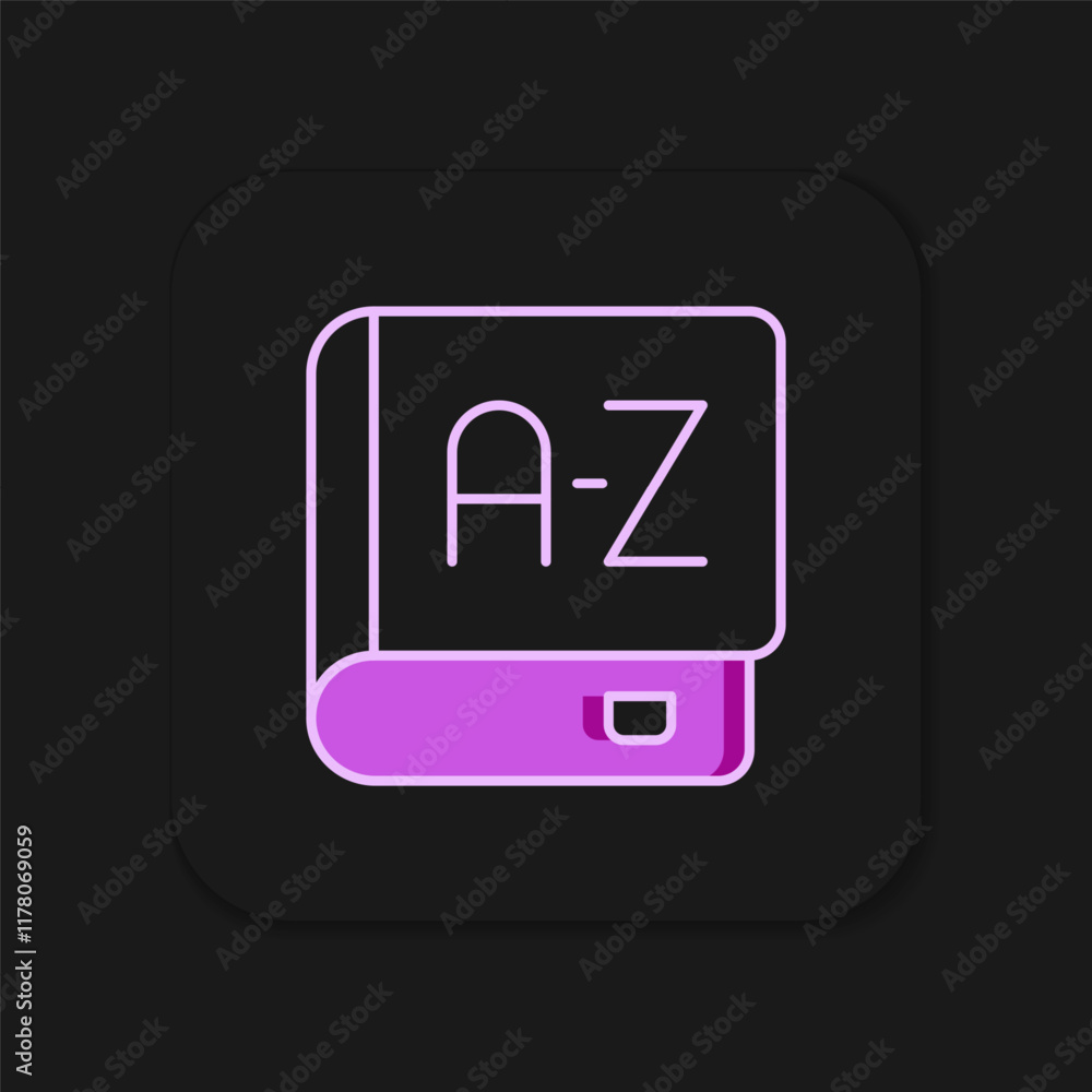 Poster filled outline translator book icon isolated on black background. foreign language conversation icon