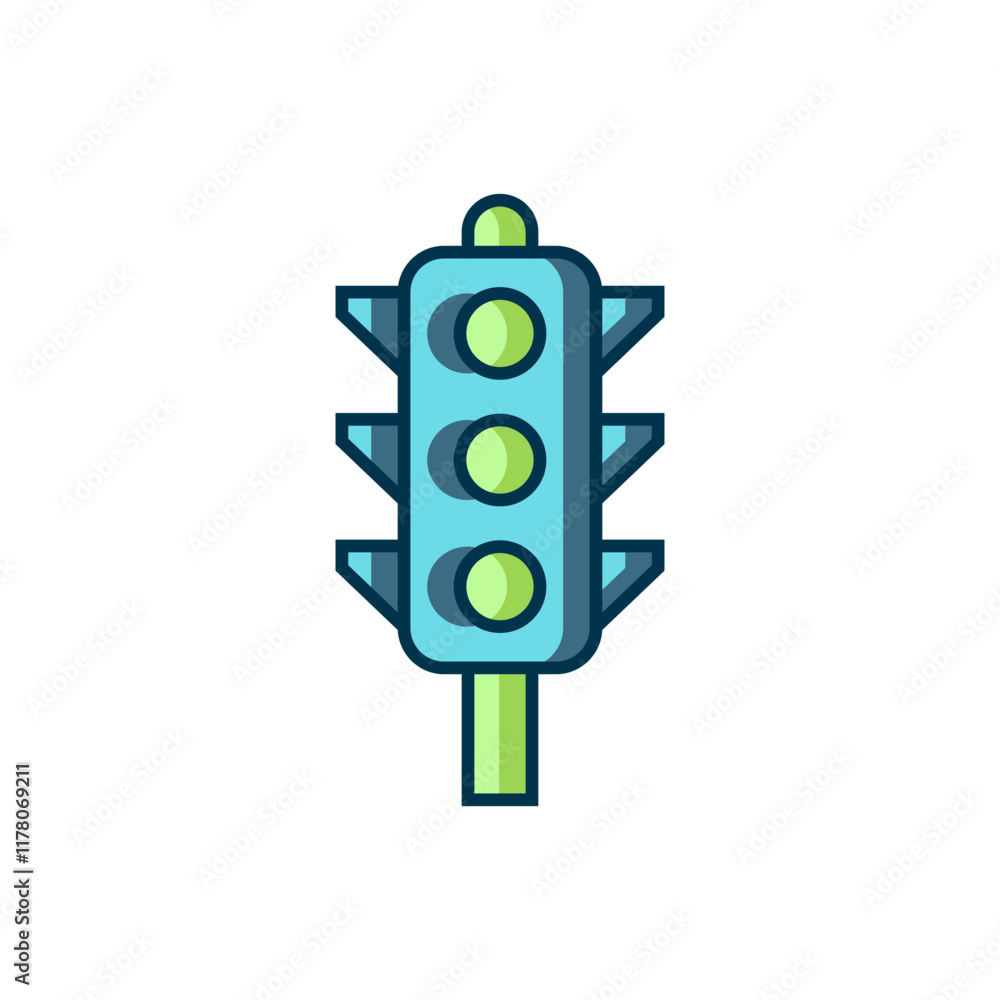 Poster filled outline traffic light icon isolated on white background. flat filled outline style with shado