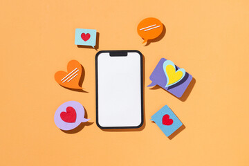 Colorful Social Media Concept With Smartphone and Heart Icons