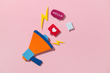 Colorful Social Media Communication Concept on Pink Background