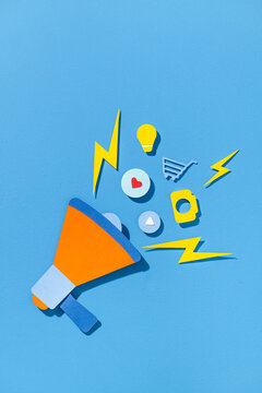 Creative Paper Art Depicting Digital Marketing Symbols