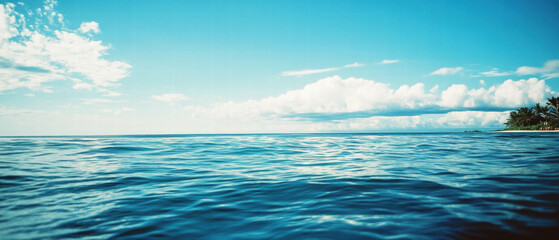 Obraz premium Infinity pool edge creates seamless view of ocean under bright blue sky