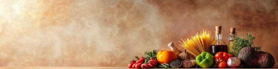 Showcasing premium gourmet ingredients on a textured background for culinary delights