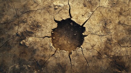 Earth break ground and crack hole vector 3d effect. Broken concrete floor texture. Isolated split and damage fracture illustration set. Realistic fissure destruction png. Desert road cleft icon