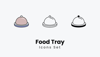 Food Tray Icons thin line and glyph vector icon stock illustration