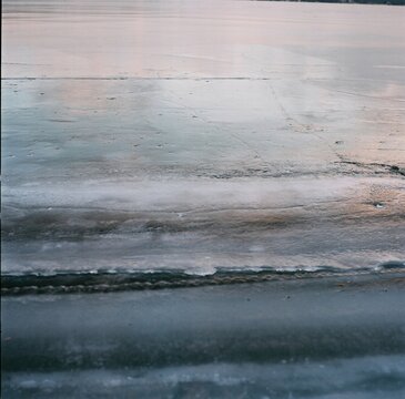 Frozen Lake Layers at Golden Hour