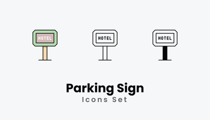 Parking Sign Icons thin line and glyph vector icon stock illustration