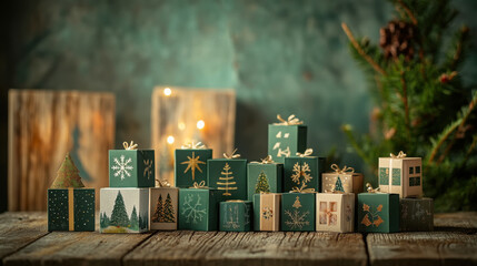 Creative advent calendar cards set for festive holiday countdown decor