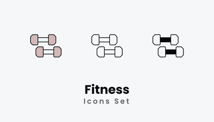 Fitness Icons thin line and glyph vector icon stock illustration