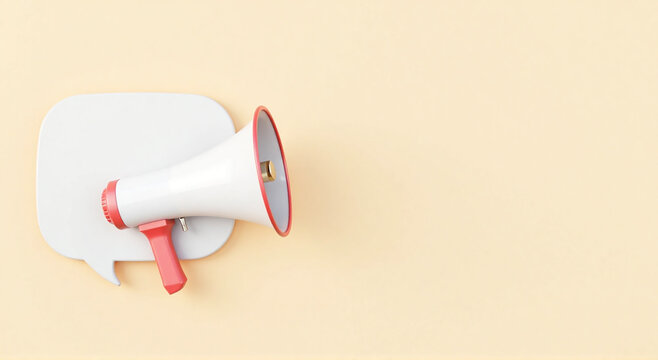 megaphone, isolated, white, megaphone, speaker, loudspeaker, icon, loud, equipment, communication, object, sound, announcement, illustration, 3d, message, plastic, paper, horn, bullhorn, roll
