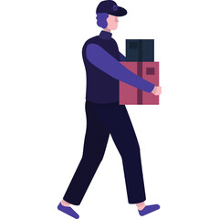 Vector courier with package delivery service icon