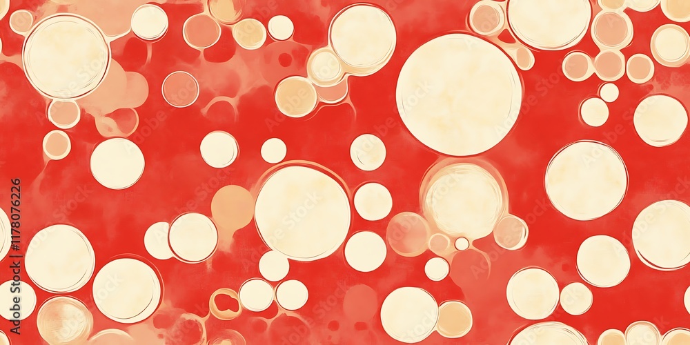 Poster colorful seamless repeat pattern featuring circular shapes on a vibrant backdrop